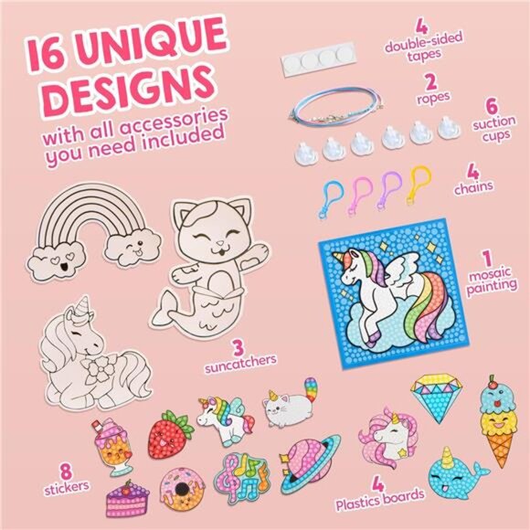 16 Projects Gem Painting, Kids Diamond Gem Painting Kit with 5D Gem, Arts& Craft - Picture 2 of 7